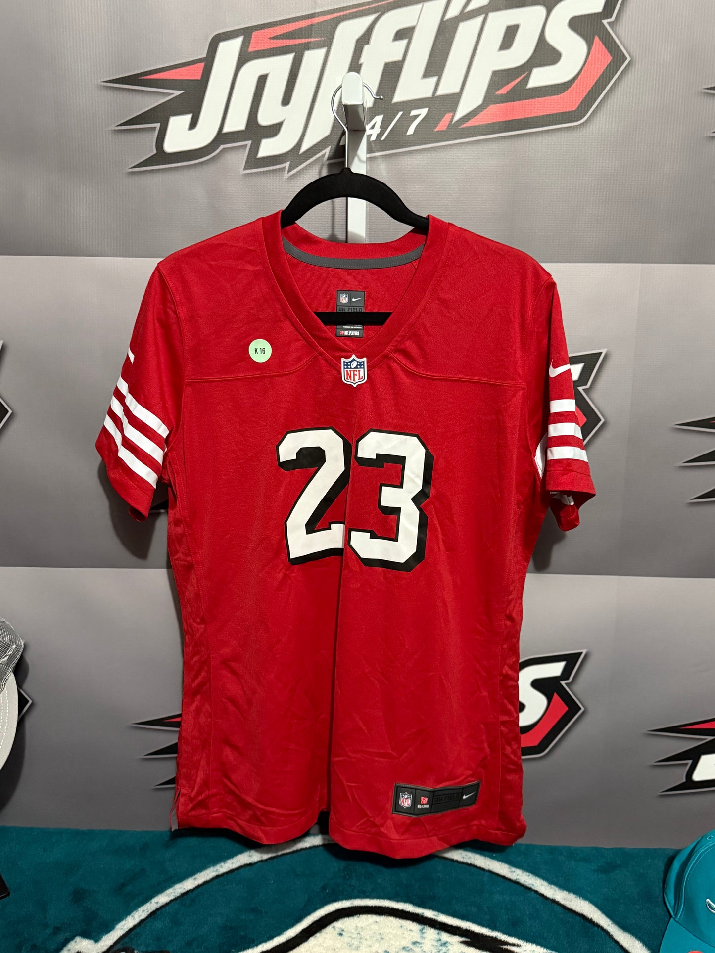 Womans Large San Francisco 49ers #23 Mccaffrey ALT throwback jersey